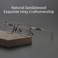 Lunettes de lecture optiques unisexes de luxe, légères, faites à la main, monture carrée en bois de santal et titane, style rétro 2026