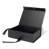 Boîte d'emballage cadeau en papier aimanté en carton plat personnalisé avec ruban Boîte magnétique pliable de luxe à couvercle rabattable