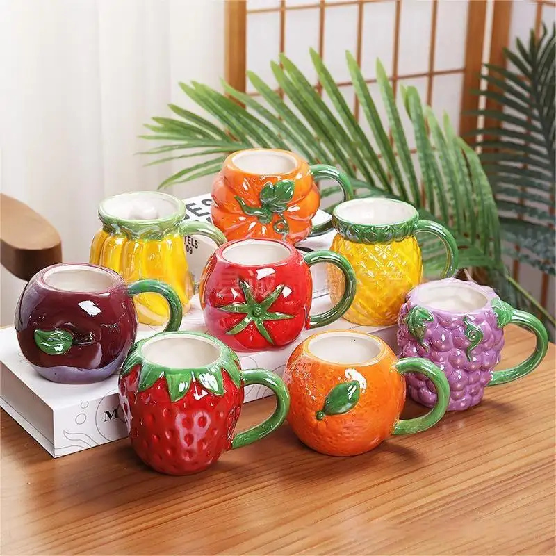Taza de fruta bonita y creativa Huaqi AMA05, taza de café de cerámica con dibujos animados, taza de agua bonita para niños para regalo