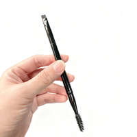 Diskon besar kuas rias Vegan hitam kuas Eyeliner alis tipis berkepala ganda kuas tunggal maskara Logo kustom