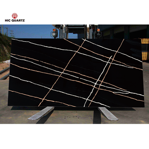 Dalles modernes de quartz noir Calacatta de haute qualité Grands comptoirs de cuisine en pierre artificielle Plateaux de table de villa Mur de qualité supérieure - Product Image 1