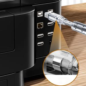 สายเชื่อมต่อ<span class=keywords><strong>เครื่อง</strong></span>พิมพ์ SAMZHE แบบใส สีขาว USB-A ถึง USB-B พร้อมแกนเฟอร์ไรต์คู่ AM/BM สำหรับ<span class=keywords><strong>เครื่อง</strong></span>พิมพ์ HP <span class=keywords><strong>Canon</strong></span> Epson - Product Image 6