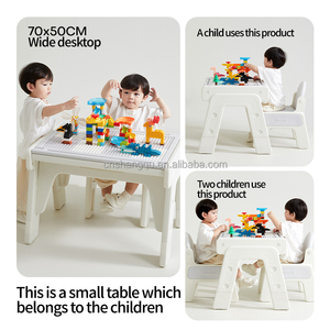 Mesa de bloques de construcción para niños, mesa de actividades sensoriales de aprendizaje de escritura para niños, mesa y sillas ajustables de altura de plástico para niños - Product Image 3