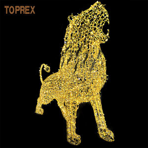 ไฟ LED รูปสิงโตขนาดใหญ่สำหรับภายนอกอาคาร มาตรฐานกันน้ำ IP65 ดีไซน์ 3 มิติ สำหรับตกแต่งคริสต์มาส แสงไฟสำหรับภูมิทัศน์ ทางเดินสาธารณะกลางแจ้ง - Product Image 2