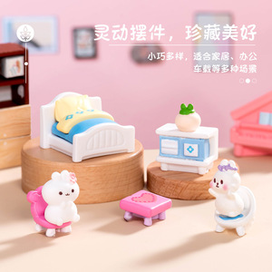 Cute Miniature Furniture <b>Set</b> Resin Dollhouse Decorations For Bedroom Living Room Desktop Ornaments - Product Image 1