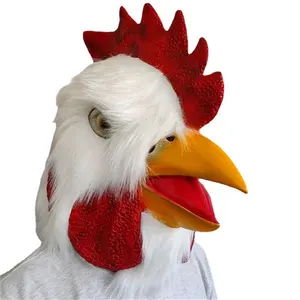 Easter Adult Accessory Cosplay Props Costume Full Head Latex Animal Fuzzy Rooster Funny Chicken Cock Props Realistic Face Mask