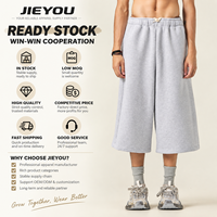 Pantalon de survêtement Capri large en molleton mélangé de coton pour homme, coupe droite, style streetwear, faible MOQ, en gros, stock prêt, pas cher
