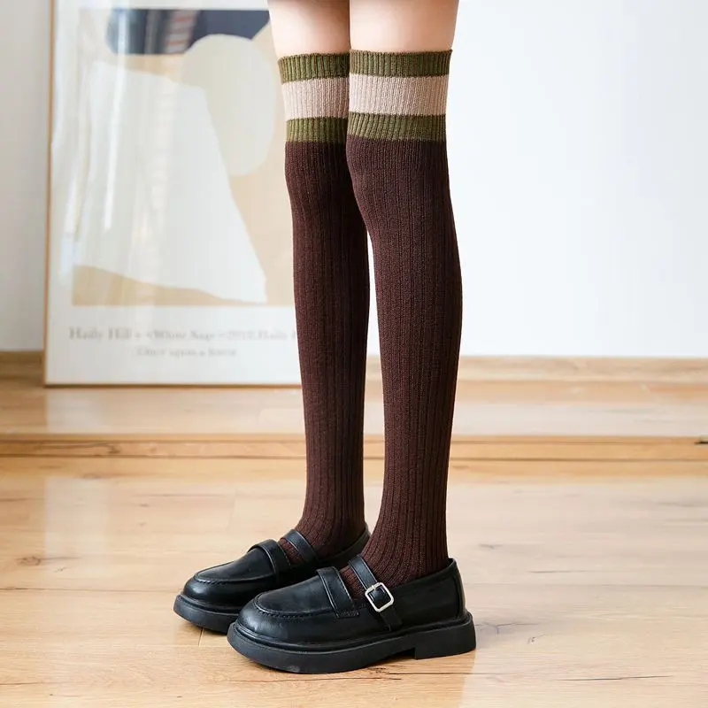 Quentin custom dress over logo knee high knitted long socks women girls thigh high socks custom logo