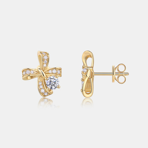 Neuankömmling Fine <span class=keywords><strong>Jewelry</strong></span> Sterling Silber Ohr stecker Mode Schmetterlings förmige vergoldete Moissan ite für Damen Ohrringe - Product Image 1