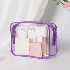 Sacchetti per il trucco in PVC viola trasparente borse da viaggio Organizer sacchetti cosmetici trasparenti per biancheria intima e stoffa