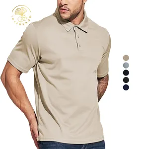2024 özel Logo markalı 90% naylon 10% Spandex örgü spor erkek Polo gömlekler spor hızlı kuru düz kısa kollu Polo Tshirt erkekler için