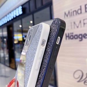 Luxury Glitterแต่งหน้ากระจกสําหรับโทรศัพท์ 15 13 12 11 Pro MAX XS XR Blingเลื่อมซิลิโคนฝาครอบโทรศัพท์กรณี - Product Image 5
