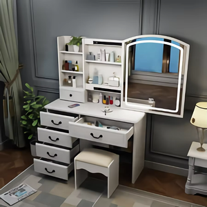 Mesa de Maquillaje Moderna para el Hogar, Mueble de Dormitorio, <span class=keywords><strong>Tocador</strong></span> con Luces LED y Cajón, Ideal para Mujeres y Chicas - Product Image 4