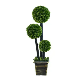 120Cm Natuurlijke Kunstmatige Greenery Outdoor Boom Buxus Topiary Bal Boom Voor Tuin Decoratie Groothandel