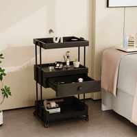 Chariot de rangement mobile en acier inoxydable style crème avec tiroirs et roulettes pour salon de beauté, nail art, tatouage et gestion des soins de la peau