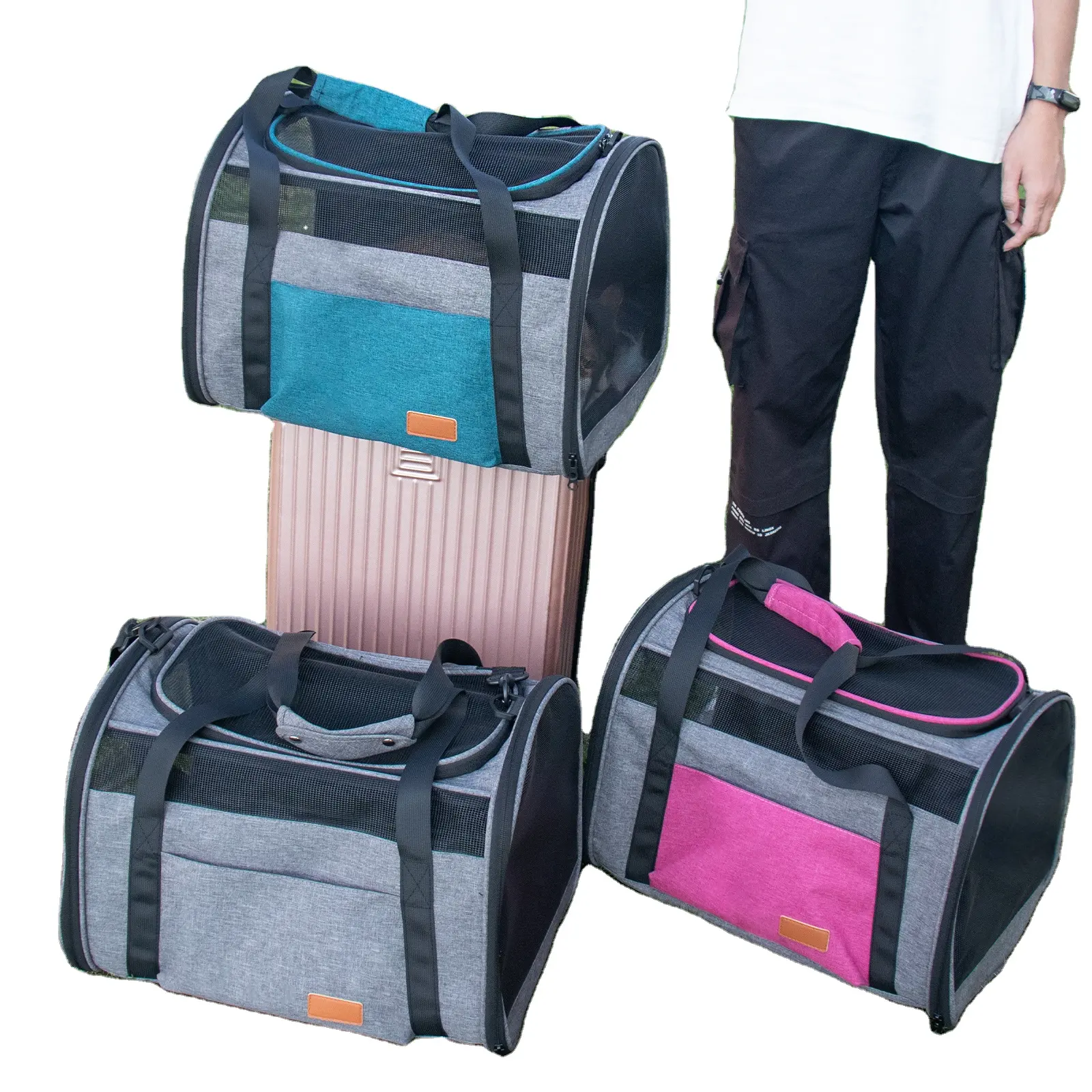 Cat Bag Dog Bag Pet Carriers Pet Cages Carriers Wholesale Custom Large Capacity Breathable Portable Expandable Foldable Travel