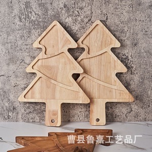 Plateau à fruits en bois créatif pour Noël, plateau à dessert en bois massif pour hôtel, service de café et de thé - Product Image 1