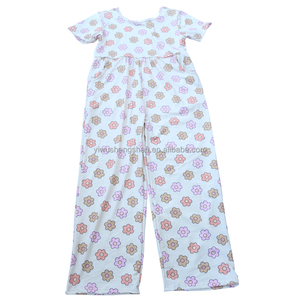 Monos de manga corta para bebés y niños, monos de seda de leche con estampado Floral personalizado de longitud completa Boutique <span class=keywords><strong>Pone</strong></span> <span class=keywords><strong>Piece</strong></span>, monos para niñas - Product Image 5