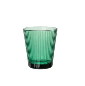 雷蒙德垂直条纹深绿色玻璃335毫升家用酒杯果汁杯水杯