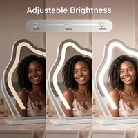 Lampe de table à forme irrégulière, réglable, avec commande tactile intelligente, 3 couleurs, à intensité variable, 360° °   Miroir de maquillage LED avec cadre métallique rotatif