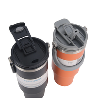 Penjualan Terbaik 2025 20oz dinding ganda baja tahan karat Tumbler vakum terisolasi cangkir Mug termos perjalanan dengan pegangan besar dan tutup