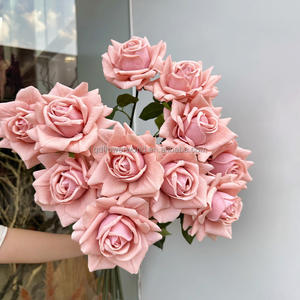 جودة عالية لمسة حقيقية الورود الاصطناعية زهرة طويلة الجذعية الوردي اللاتكس فو الأزهار لحفلات الزفاف تزيين المنزل - Product Image 4