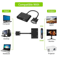 VGA zu HDMI+VGA 2-in-1 Spiegelbildschirm-Konverter VGA zu HDMI Audio- und Video-1080P-Ausgangsadapterkabel