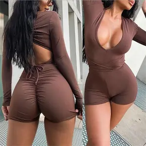 Backless Korte Rompertjes Womens Bodysuit 2021 Lange Mouw Bodysuits Voor Vrouwen Sexy Jumpsuit