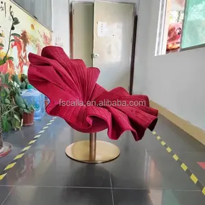 Chaise pivotante en tissu <span class=keywords><strong>de</strong></span> fleurs en velours moderne <span class=keywords><strong>de</strong></span> design créatif italien Villa Chaises à pétales simples pour salon Meubles - Product Image 6