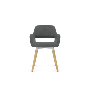 Sillón Moderno Tapizado en Tela con Patas de Madera Maciza para Cocina y Sala de Estar, Silla de Comedor de Madera - Product Image 3