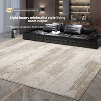 Tapis de style italien, luxe léger, couleur unie, imperméable, résistant aux taches, facile d'entretien, pour salon, décoration intérieure