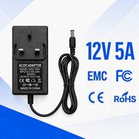 Alimentation murale professionnelle multi-prises (US, EU, UK, AU) 12V 5A pour commutateur réseau, modem ADSL et routeur/hub