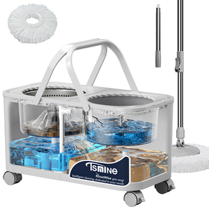 Cleaning Round <strong>Mop</strong> <strong>and</strong> <strong>Bucket</strong> with Wheel Set Separate Clean <strong>and</strong> Dirty Water Floor Wringing <strong>Spin</strong> 360 Rotating <strong>Mop</strong> <strong>and</strong> <strong>Bucket</strong> Set - Product Image 2