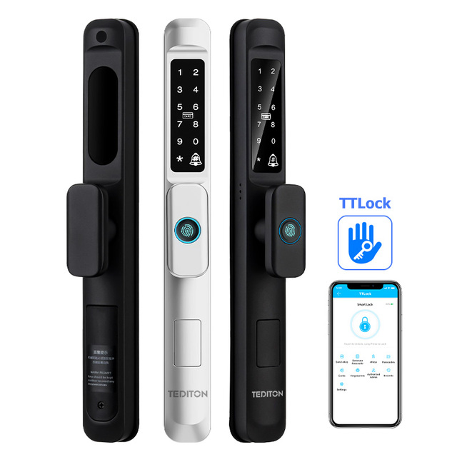 Newest Smart Lock for Glass Door TTlock Remote Control Europe Style Doorlock Glass AlumInium Sliding Smart Lock