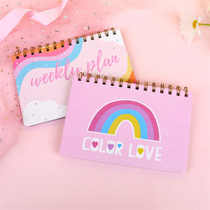 أدوات مكتبية ومستلزمات مدرسية هدايا ترويجية مغلف يوميات يومية كثيف بشكل لولبي مزين بألوان قوس قزح دفتر بغلاف فارغ معاد تدويره - Product Image 3