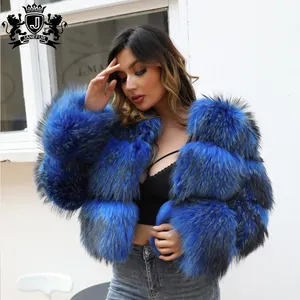 JANEFUR Fashion Winter Warm Thick Raccoon Fur Coat Women Real Fox Fur Coat For Ladies