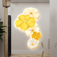 Art Mural Moderne Simple Galerie de Fleurs Style Scandinave Crème Ins avec Lumière LED Toile Art Déco Design