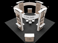 Stand d'exposition en tissu tendu 20x20 pieds avec cadre en aluminium léger et graphisme personnalisé pour salon professionnel