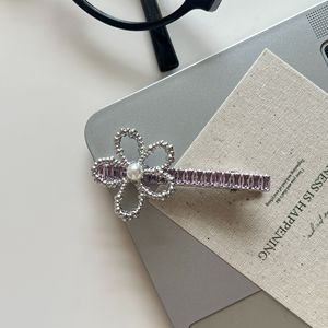 กิ๊บติดผมคริสตัลสีชมพูหรูหรา ประดับมุกหวาน ดอกไม้สไตล์วินเทจ ประดับเพชร - Product Image 5