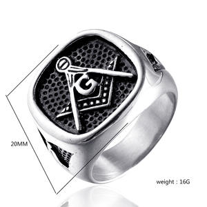 共济会骑手戒指 共济会大师戒指 共和会印章戒指 共和会印章男士不锈钢戒指 戒指 男士 - Product Image 2