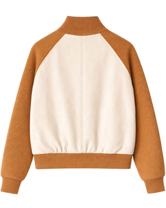 Chaqueta de Punto con Cierre y Mangas de Cuero Sintético de Primera Calidad para Hombre, Cuello Acanalado, Ropa de Abrigo Informal de Invierno, Abrigo Elegante y Moderno - Product Image 2