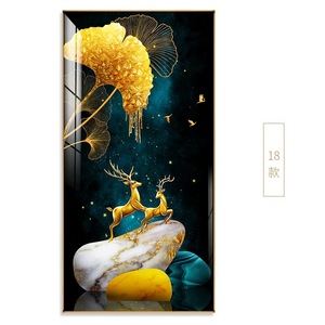 Peinture murale en porcelaine de cristal d'<span class=keywords><strong>arbre</strong></span> à feuilles dorées, peinture murale verticale, peinture murale de fond - Product Image 6
