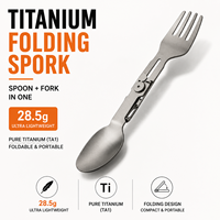 Nouvelle fourchette-cuillère pliable en titane ultralégère, équipement et accessoires de cuisine portables pour le camping et la randonnée en plein air