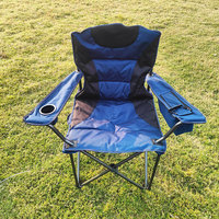 Chaise de camping et de randonnée rembourrée, légère, pliable, en métal, pour la plage, l'extérieur, l'intérieur, la pêche, avec table, poche et glacière