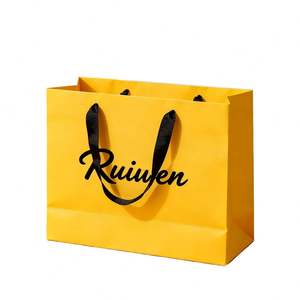 Sac à main en carton coloré de luxe avec logo personnalisé, emballage cadeau pour vêtements, sac en papier coloré - Product Image 1