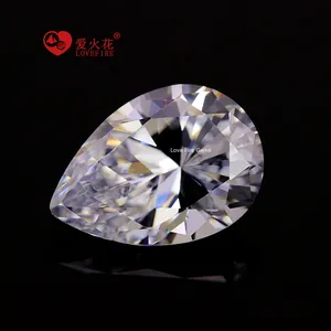 5a quality synthetic gemstone zircon stone price brilliant cut white pear shape loose cz cubic zirconia