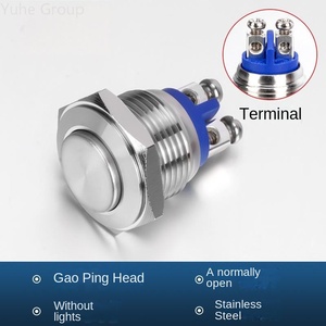 Mini-interrupteur à bouton-poussoir super compact en acier inoxydable, étanche IP65, anti-vandalisme, 16 mm, avec anneau LED lumineux - Product Image 2
