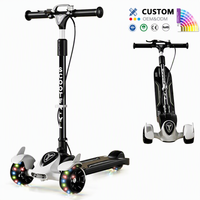 Trottinette pliable pour enfants à 3 roues avec lumières LED extra larges, trottinette pour tout-petits pour enfants de 3 à 12 ans, garçon et fille