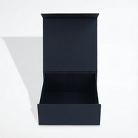 Boîte cadeau de luxe haut de gamme à fermeture magnétique, pliable, style livre, en papier artistique, noir mat, avec logo, pour présentation de produits premium