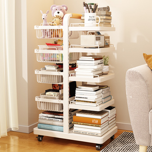 Double Black Metal Kids Modern Rotating Toy Organizer with Book Nook Display Tree <strong>Shelf</strong> <strong>Insert</strong> for Home Bookcase Storage Basket - Product Image 4